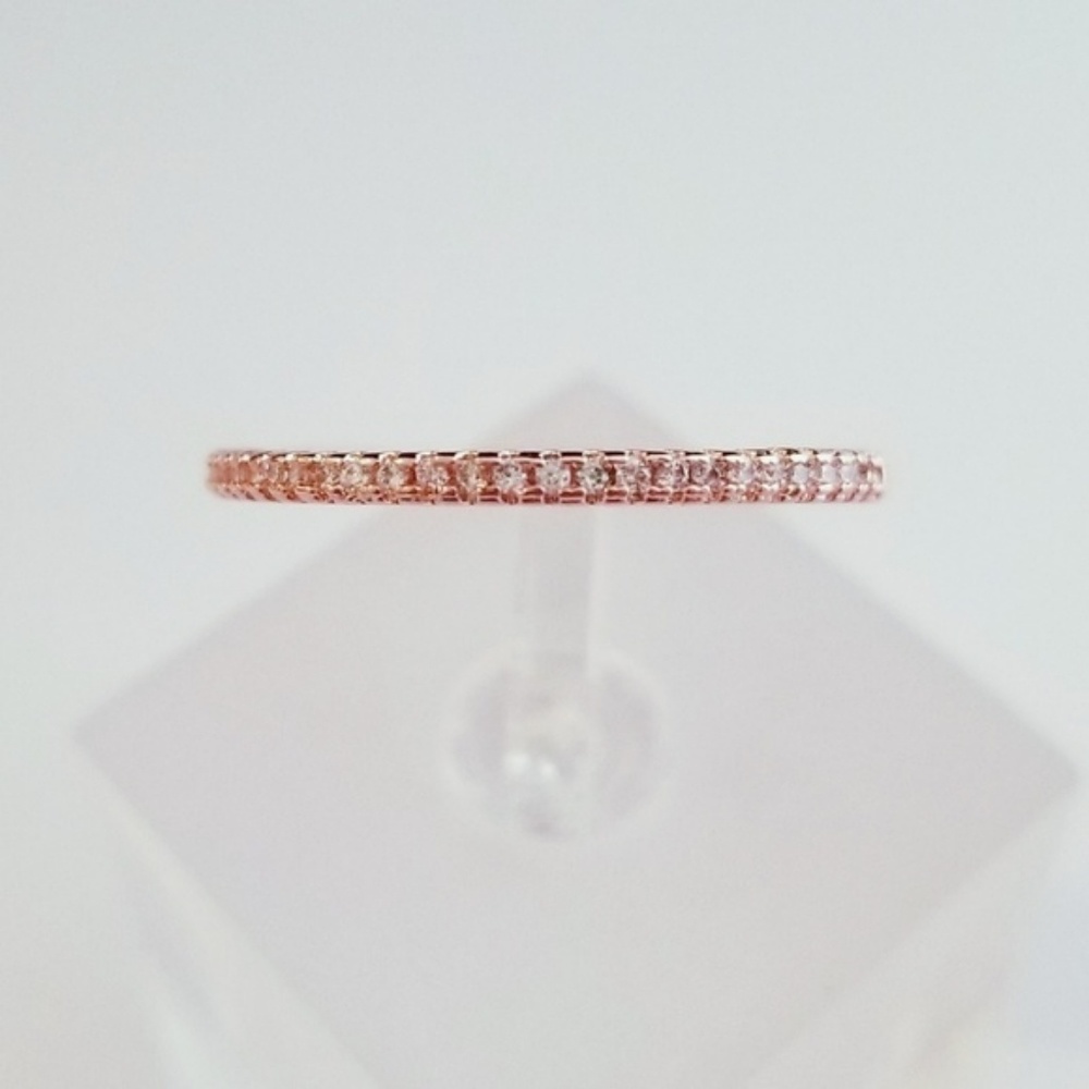 18k Rose Gold Pave Band - Picture 3 of 8